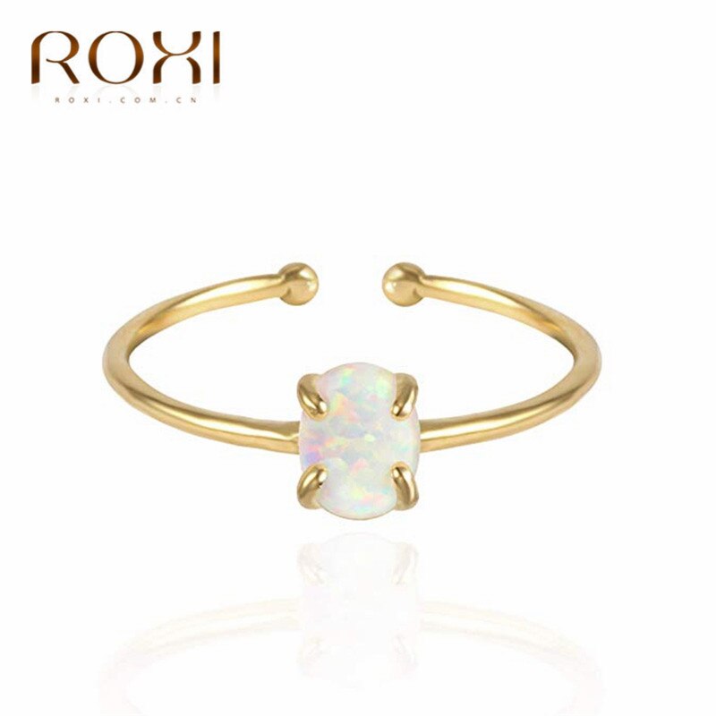 ROXI Dainty Feuer Opal Ringe Engagement Schmuck Elegante Gold Öffnen Hochzeit Ringe für Frauen Party Einfache Ringe Finger Schmuck