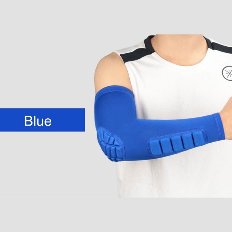 1Pcs Quick Dry UV Protectin Running Elbow Support Arm Warmers Fitness Elbow Pad Cycling Arm Sleeves: blue / XL