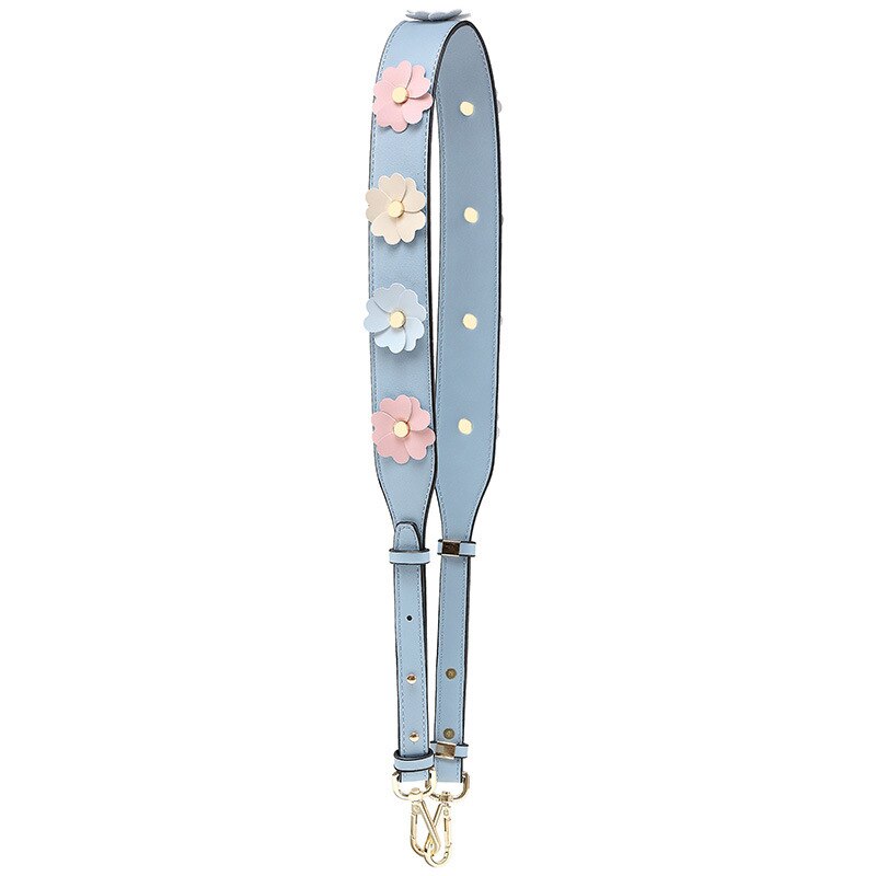 Luxury DIY Handbag Strap PU Leather Flower Women Bag Shoulder Straps for Handbags Casual Replacement Straps for Bags: SKY BLUE B