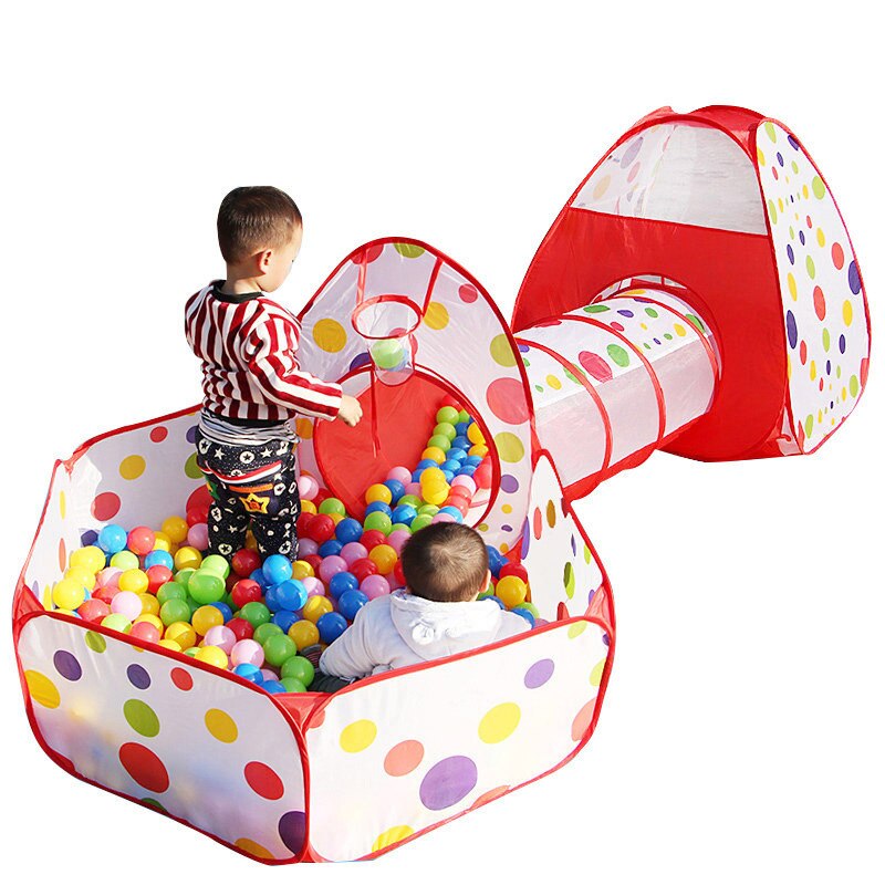 Stora barn tälthus 3 in 1 barn baby barn boll lek tält tunnel lekhus hopfällbar baby pipeline krypande spel hus teep