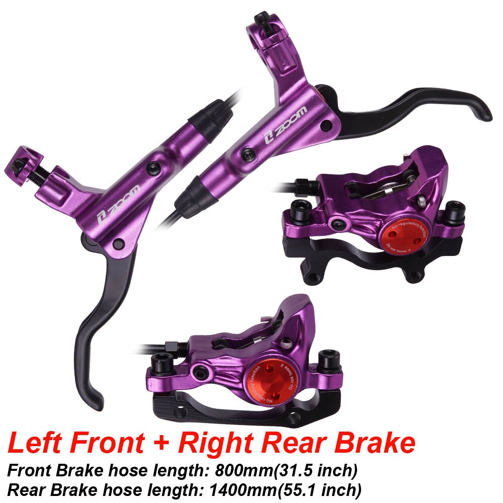 MTB Road Bike Hydraulic Disc Brake Calipers Front Rear 800/1400mm Mountain bike Kit Bicycle Oil Pressure Disc Brake Set: LF RR Brake Purple