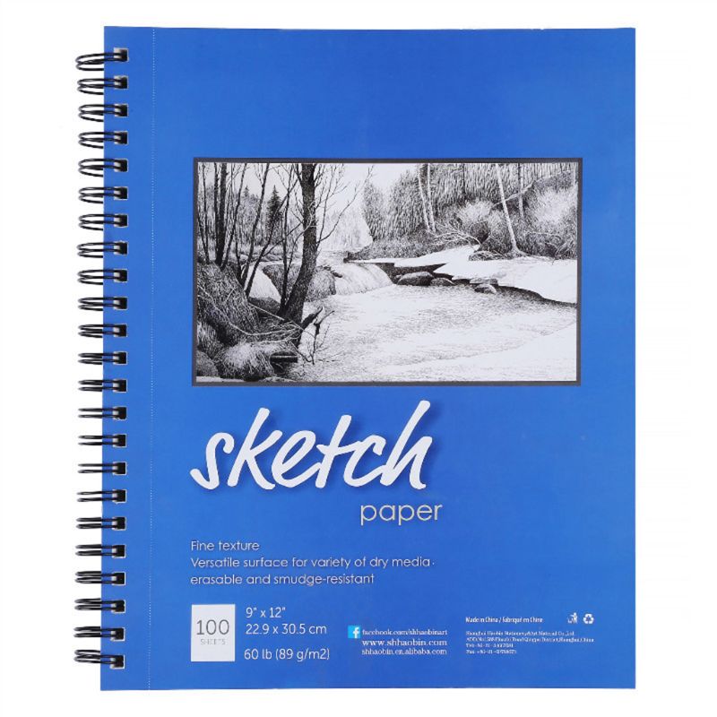 100 Sheets 9x12\" Sketch Drawing Paper Book Sketchbook Artist Pad School Supplies