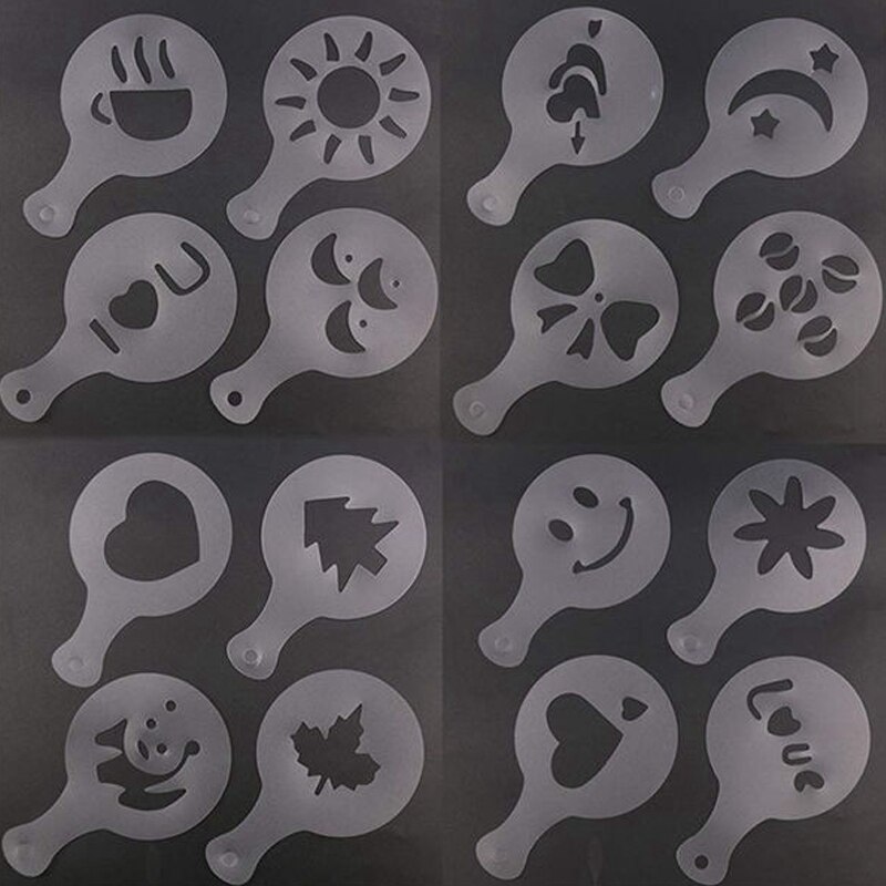 32 stuks/set koffiesjablonen, tekenmatrijs, luxe koffieprintmodel, plastic spuitmal, mal voor koffieservies