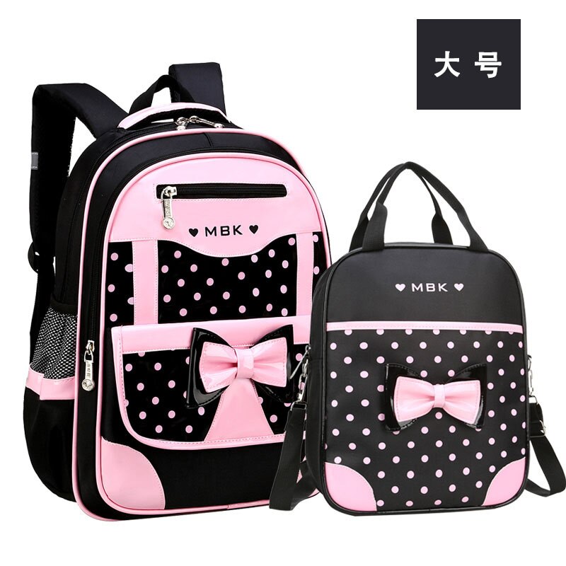 Children School Bags Girls Backpack Kids dot printing Backpacks set Schoolbag Waterproof Primary School Backpack mochila escolar: large black set