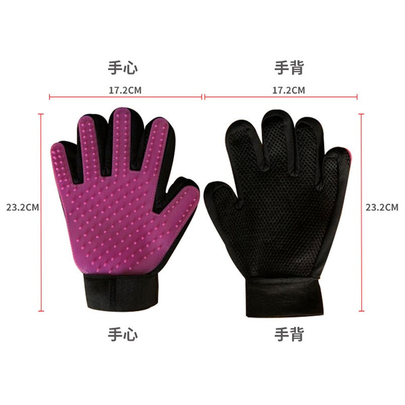 Guante de cepillo azul para animales y gatos, cepillo de limpieza, guantes de silicona para dedos para gatos, perros, removedor de pelo de mascotas, guante para acicalamiento de gatos