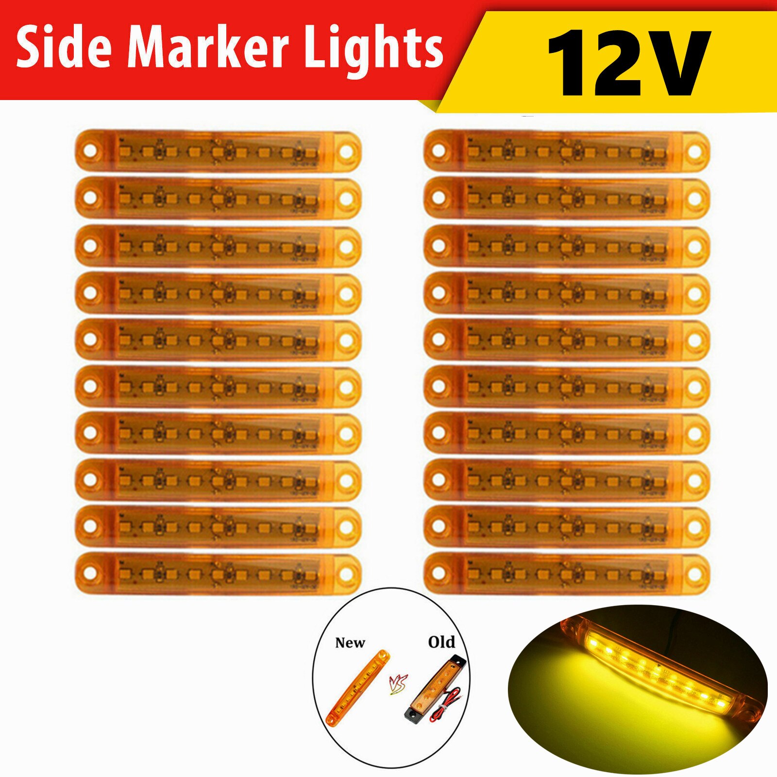 Feux arrière de remorque à LED, 20 pièces, feux de remorque, feux de remorque, feux de position latéraux, 12 v