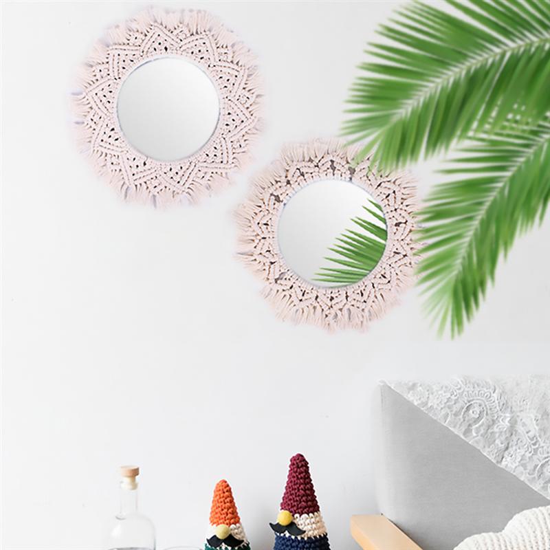 Stonebriar 9" Round Pale Pink Floral Ceramic Wall Mirror - Decorative Accent For Living Room, Bedroom