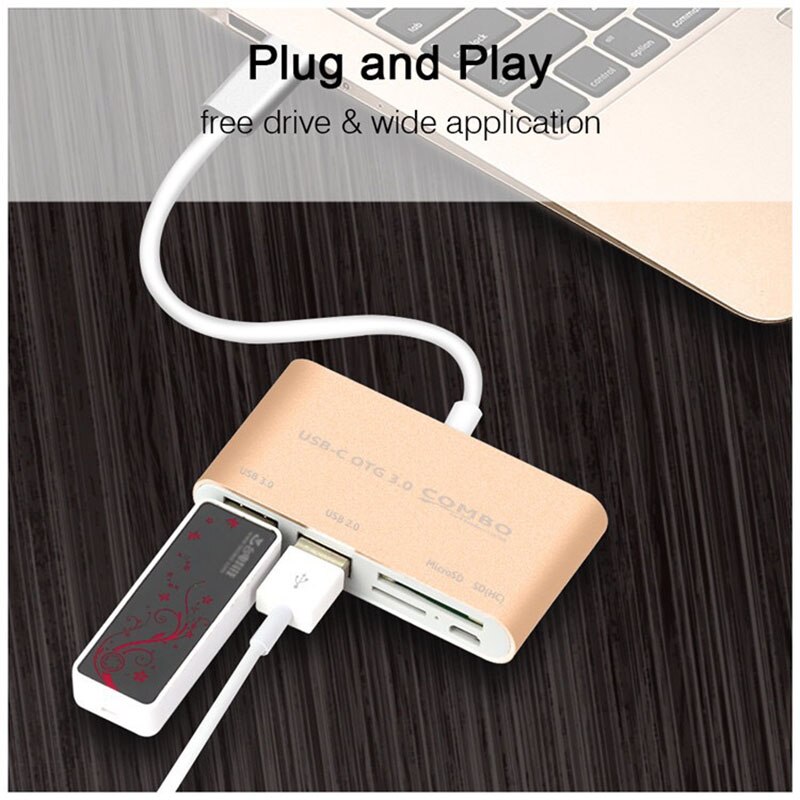 Type-C OTG Kabel Kaartlezer 5 in 1Multi-function Type C Splitter USB C Adapter SD/TF Card hoge Snelheid Lezen USB Apparaat Verbinding