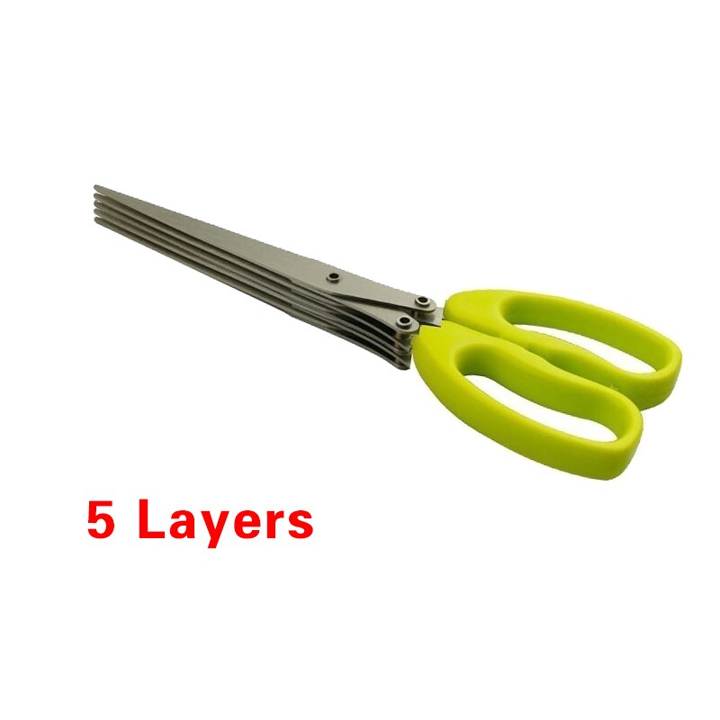 Multifunktionale Messer Küche Schere mehrschichtig Edelstahl Schnittlauch Cutter Kraut Gewürz Küche Schneidemaschine Geschreddert Scallion schneiden: 5 Schichten
