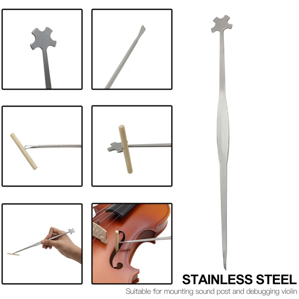 Stainless Steel Violin Sound Post Hook Setter Straight Style Repair Tool