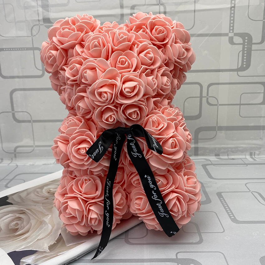 Valentinsdag dag 25cm rød rose bamse rose blomst kunstig dekoration jul kvinder valentinsdag: Viande rose 25 cmnobox