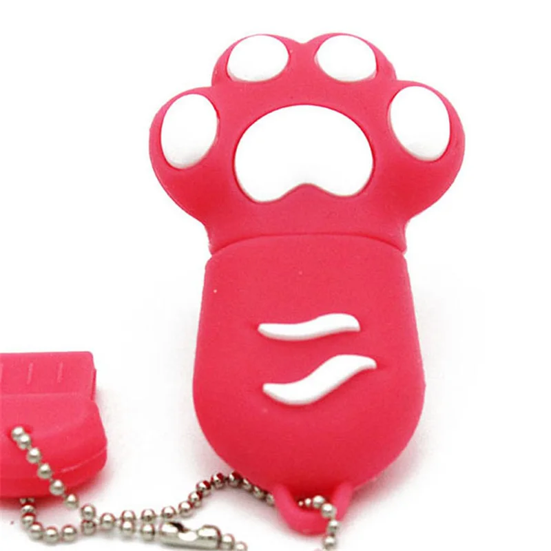 JASTER dessin animé chat griffe USB clés 64GB mignon stylo lecteur 32GB 16GB Mini Gel de silice USB bâton pour les enfants: Rose / 64 MO