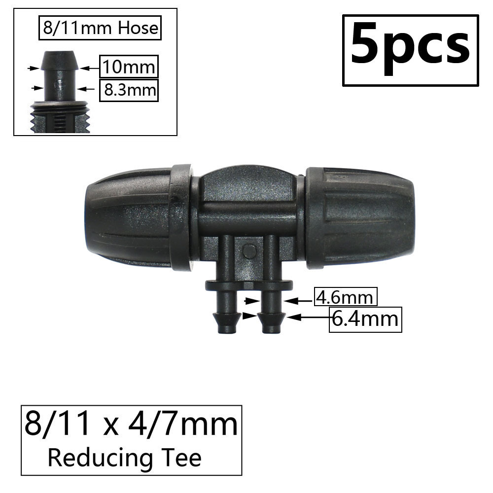 3/8" Bewässerung Gartenschlauch Anschluss 8/11 4/7 3/5mm Schlauch Reduzierstück gemeinsam T-Stück Winkel Endstopfen Tropfbewässerungssystem passend zu