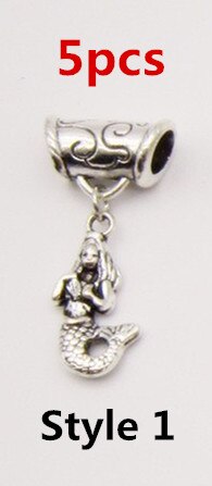 5Pcs/Pack metal Silver different charms hair braid dread dreadlock beads rings tube approx 6mm hole hair accessories: 5pcs Style 1