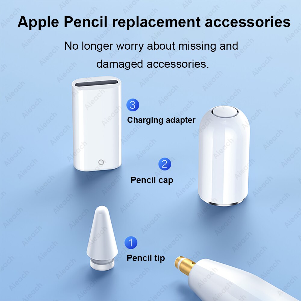 Kompatibel med apple pennspets och magnetisk ersättningslock/laddningsadapter för apple penna 1st generationens tillbehör