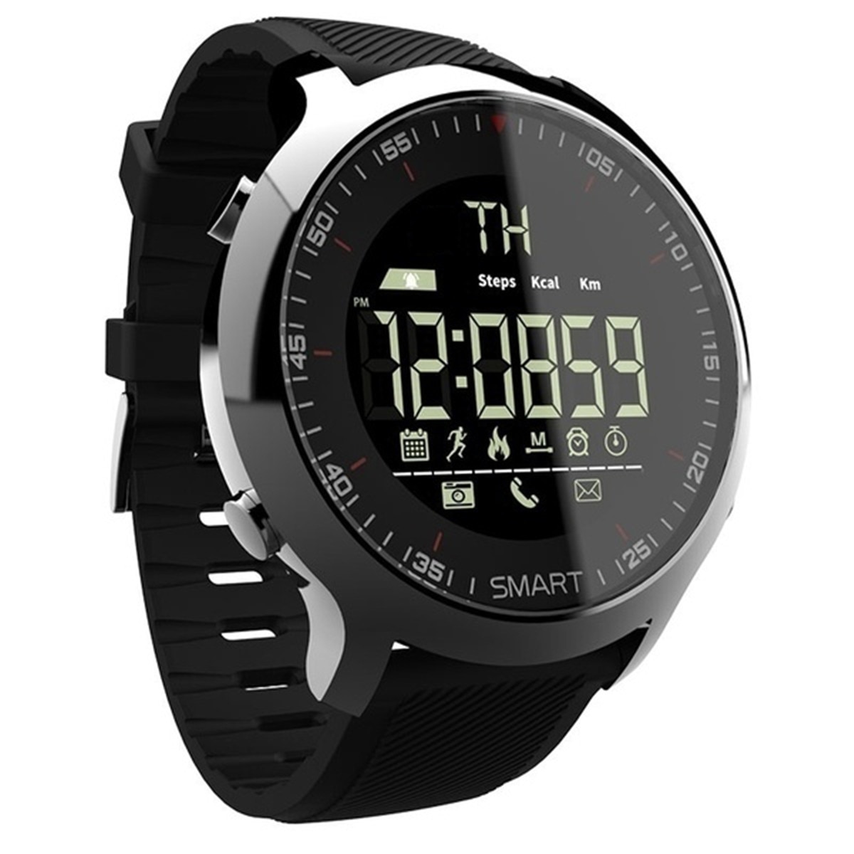 Smart Watch EX18 Sport 5ATM Waterproof Pedometers Tracker Message Reminder bluetooth Outdoor Swimming Men GPS Smartwatch Wristba: Black