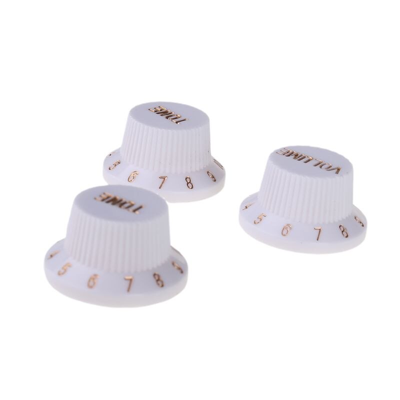 1 Volume 2 boutons de contrôle de tonalité pour guitare électrique basse FD ST plastique blanc doré