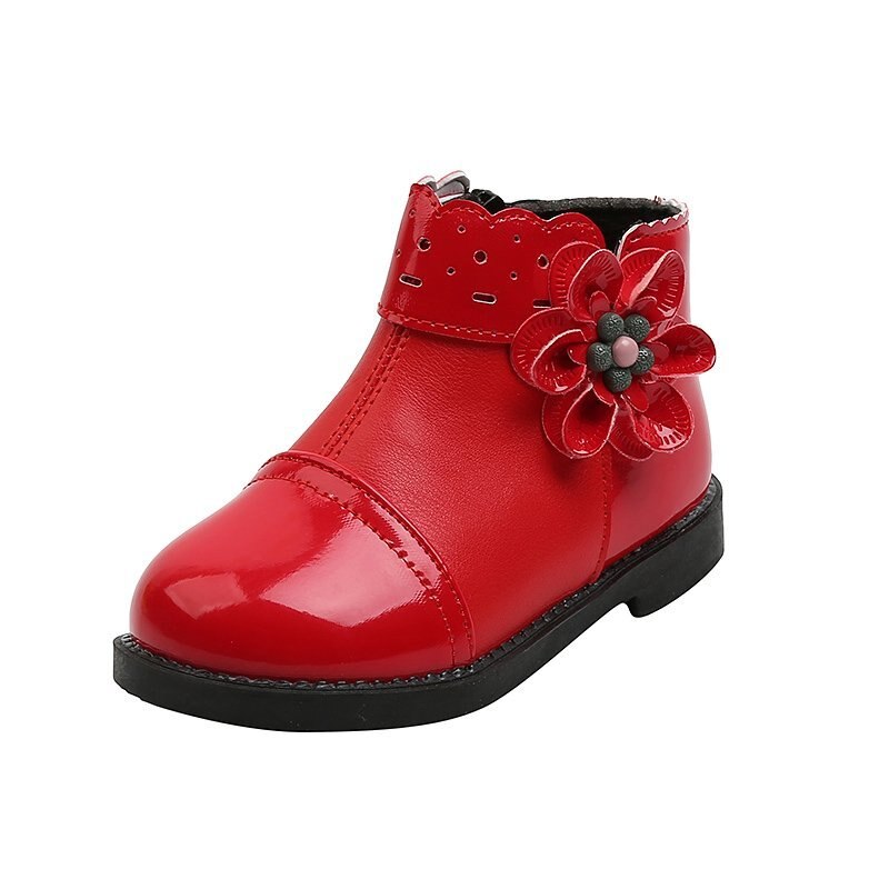 Winter Mädchen schuhe verrotten Leder Schnee Schuhe Baby Mädchen Blumen- Knöchel Stiefel freundlicher Prinzessin Schuh Warme Plüsch Anti-rutschig Kleinkinder: verrotten / 27