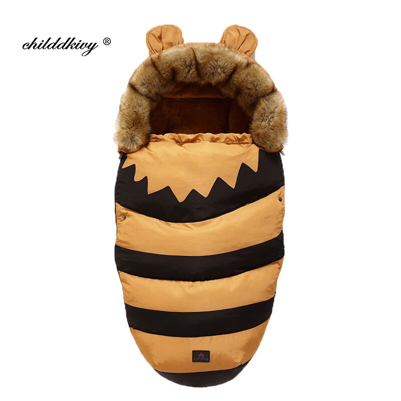 Winter Baby Kinderwagen Schlafsack Nette Ohr Schlafsack Für Kleinkind Warme Dicke Plus samt FußSack Neugeborenen Rollstuhl Umschläge: Gelb