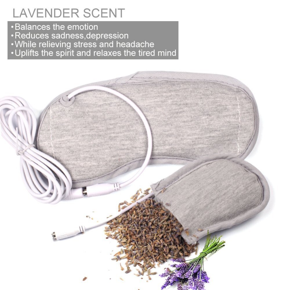 Mascarilla antifaz de vapor con calor USB, máscara de lavanda para ojos, antiojeras parche ocular, masajeador de ojos, alivio de la fatiga, sueño, viaje, sombra de ojos