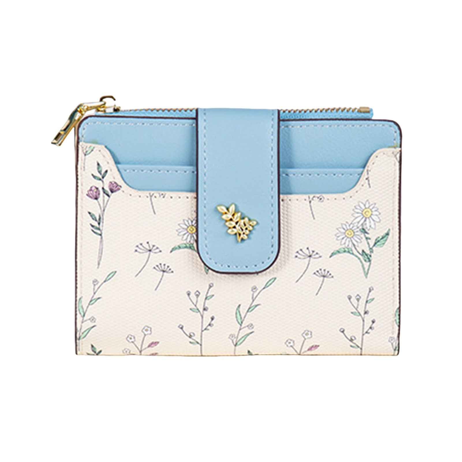 Women Wallets PU Leather Female Coin Purse Flower Printed Multi-Cards Holder Lady Short Slim Wallet Zipper Hasp