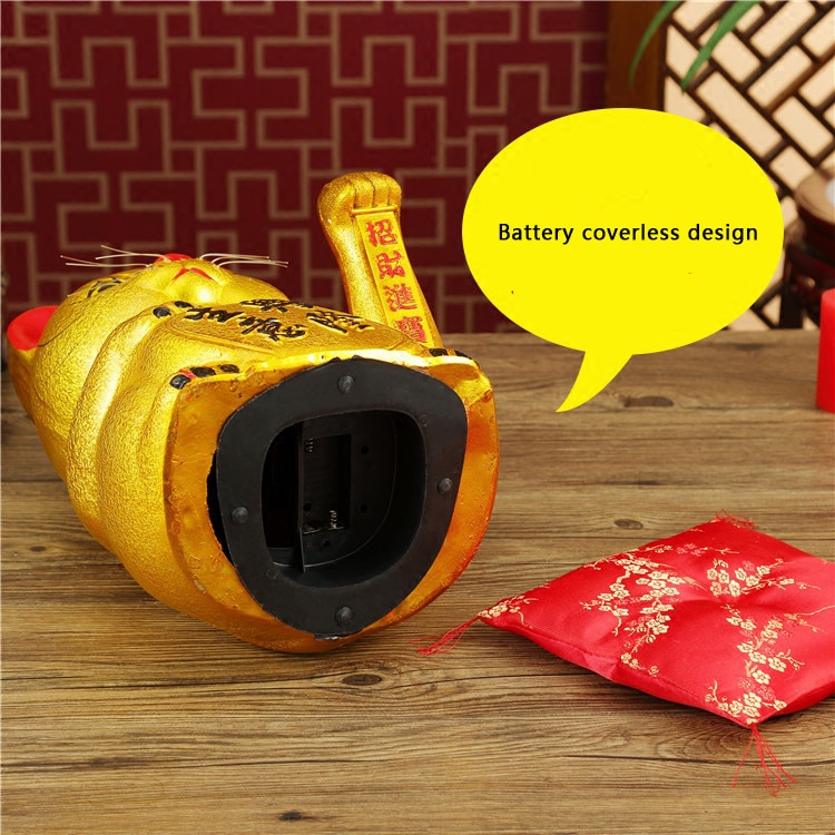 Cute 7inch Gold Ceramic Lucky Cat Figurines Feng Shui Wealth Ornaments Electric waving Shaking Hands Home Decoration Accessories