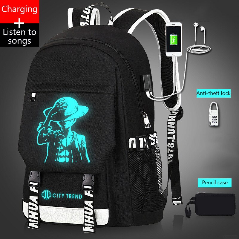 USB musique lumineux cartable unisexe pour adolescents sac à dos à sac d'école étudiant livre sac pour garçons filles: Photo color6