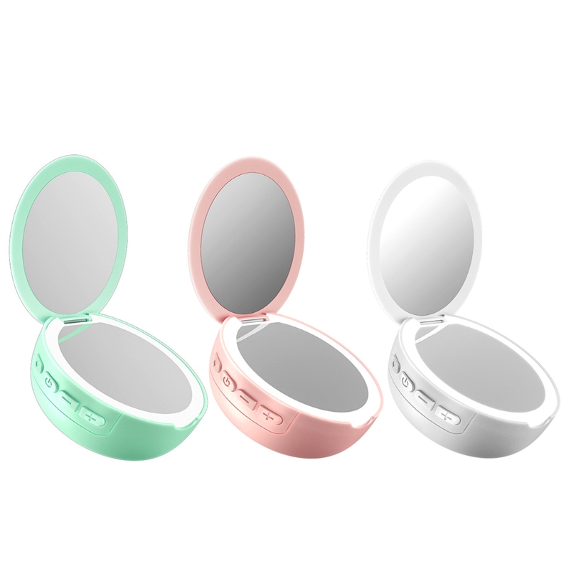 Espejo de maquillaje con altavoz inalámbrico, multifuncional, , Bluetooth, con luz LED de relleno, portátil, para viaje al aire libre, belleza, maquillaje, F1FF