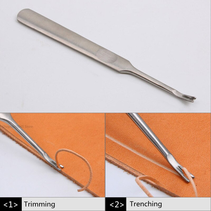 Leather Stitching Scraping Tool Stainless Steel V-shaped U-shaped Leather Groover Leather Craft Hole Puncher Edge Bevel Tool