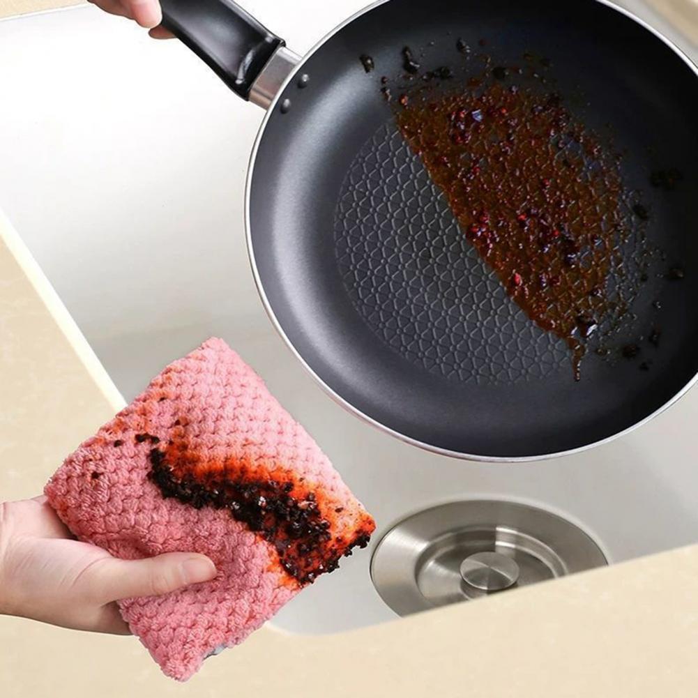 Paño de cocina de microfibra, paño de cocina absorbente, lavado de aceite antiadherente, vajilla para el hogar, Herramientas de limpieza, 10 Uds.