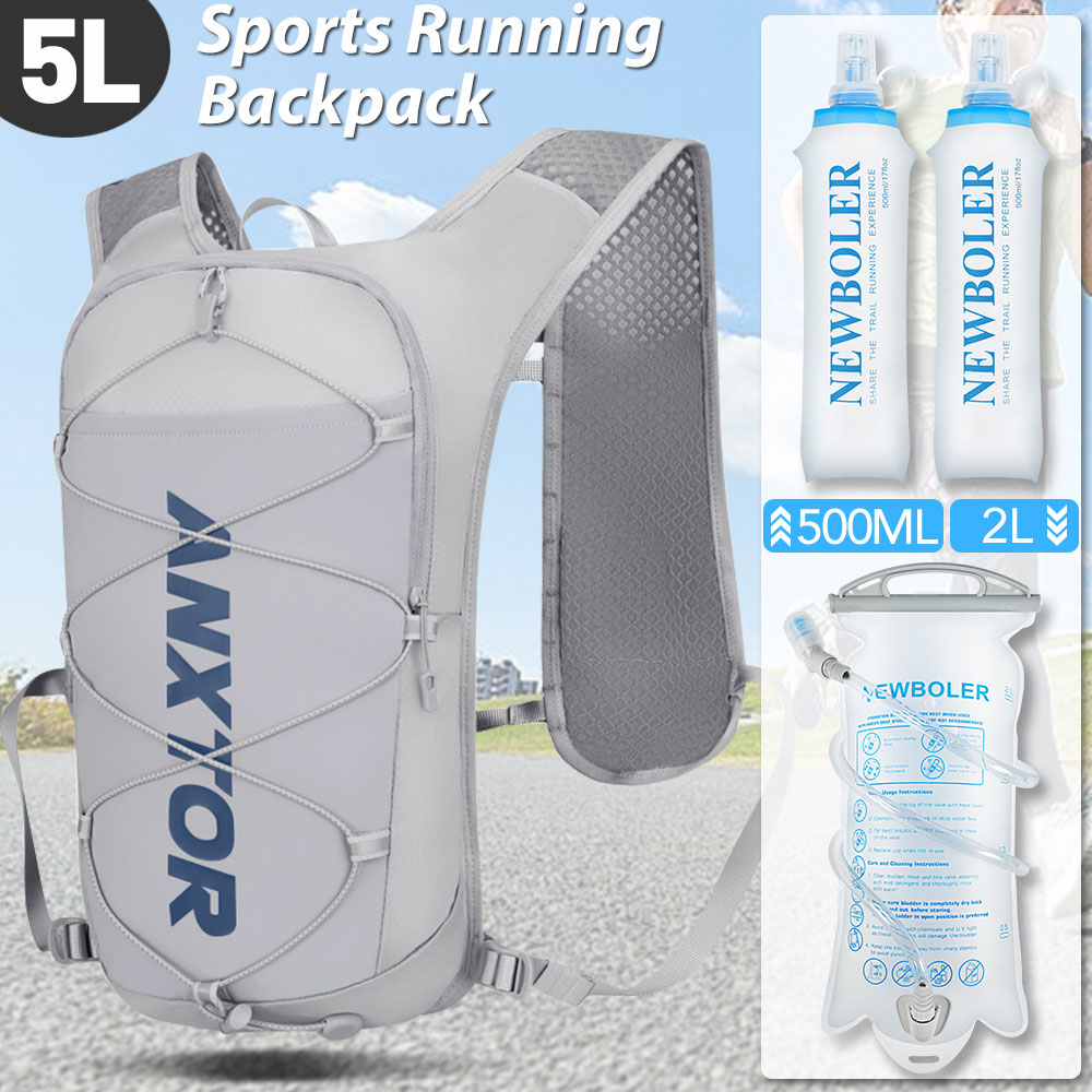 draussen Pfad Laufen 5L Ultraleicht Rucksack Trink Joggen Weste Männer Atmungsaktive Marathon- Fahrrad Tasche Wasser Flasche 500ML/2L