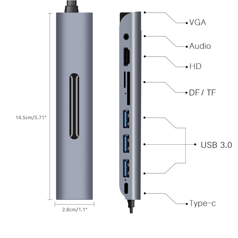 066A 9 in 1 USB 3,1 Typ-C Docking Bahnhof HDMI-kompatibel VGA PD Adapter Festplatte USB-C Hub Konverter SD Leser für Notizbuch