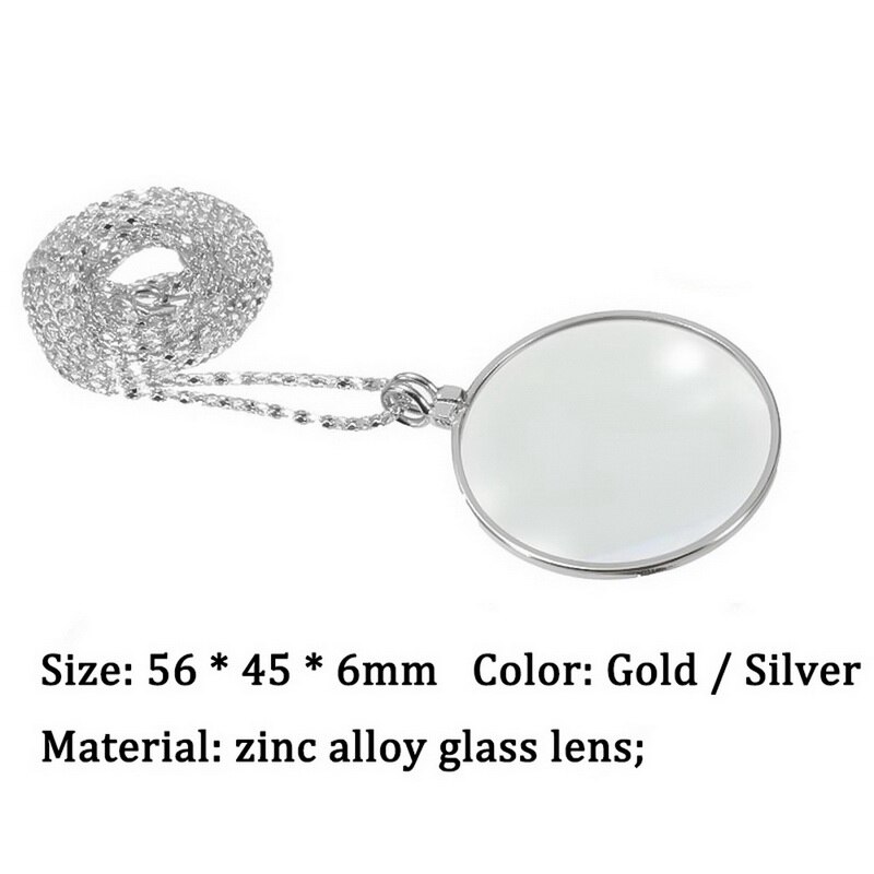 5x loupe pendentif or argent plaqué chaîne collier pour femmes bijoux décoratif Monocle collier