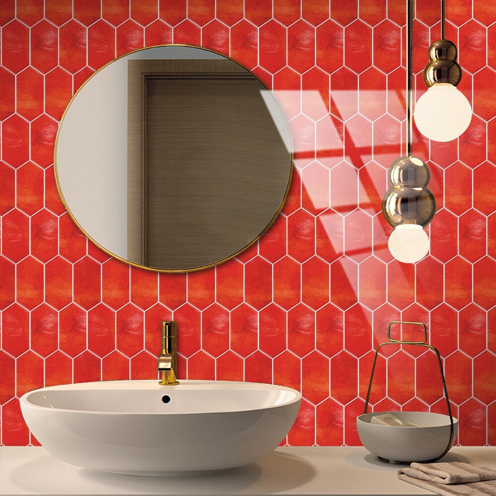 Retro red arrow shaped crystal tile sticker Self-adhesive floor sticker Home renovation oilproof waterproof wall stickers