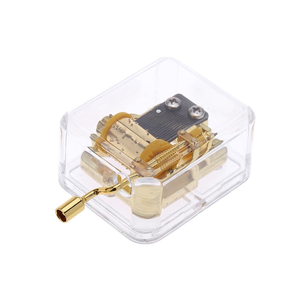 Unique Musical Box Acrylic Hand Crank Music Box Golden Movement Melody Happy Birthday