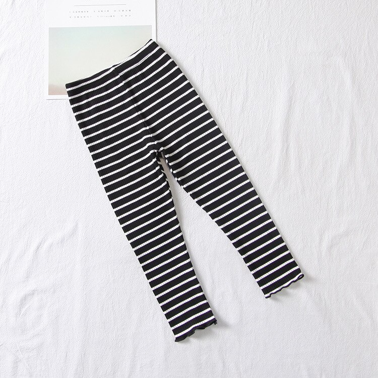 Meisjes leggings baby meisjes broek peuter kinderen klassieke leggings lente herfst kinderen gestreepte leggings 2-6y baby meisjes leggings: Zwart / 6t(125-130)
