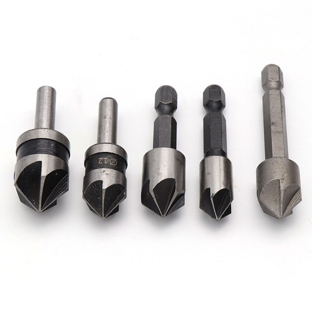 5Pcs Chamfering Tools Woodworking Hole Opener Countersunk Reamer