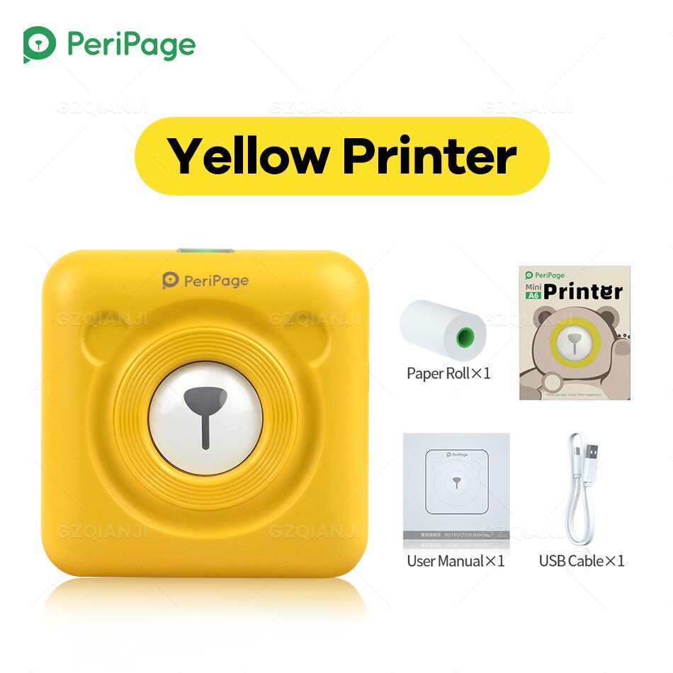Mini Sticker Label Photo Printer Peripage A6 8 Soorten Van Kleur Foto Printer Bluetooth Draadloze Telefoon Drukmachine Printer: Yellow Printer