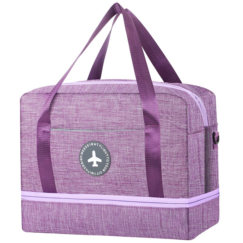 Black Woman Duffle Travel Bag Tote Carry On compartment shoes duffel In Trolley Handle Portable Bags Packing Cube Weekend Bags: Purple 