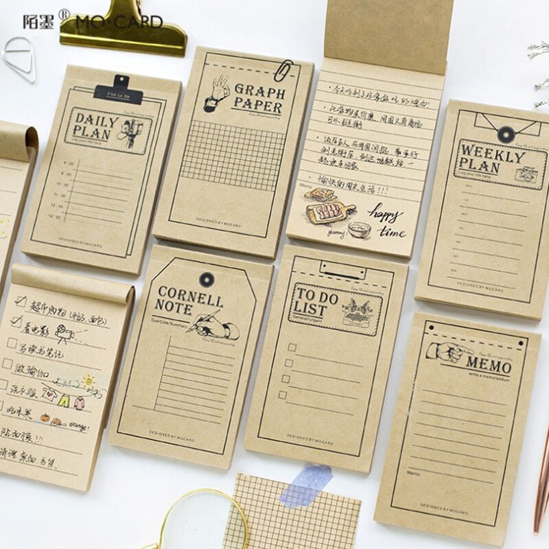 50 stk vintage kraftpapir note besked bogplanlægger dagbog ugentlig arrangør note bøger månedlig kraftpapir tidsplan filofax