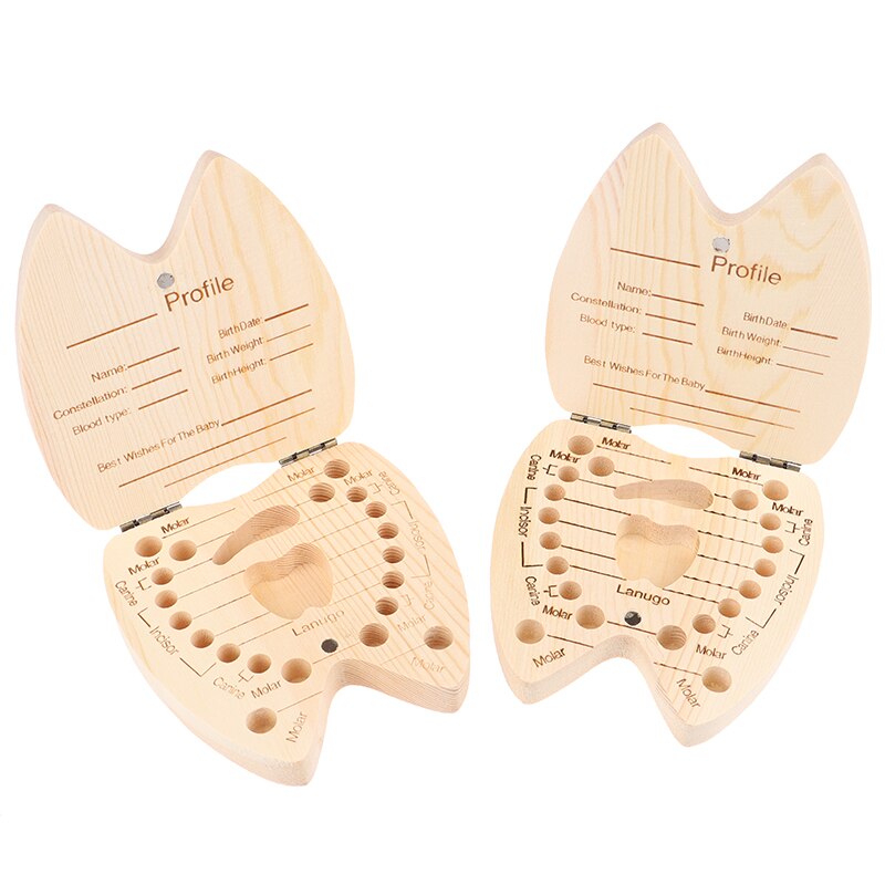 1Pc Baby Wood Baby Girl Boy Tooth Organizer Boxes Save Deciduous Teeth Storage Keepsakes Collecting