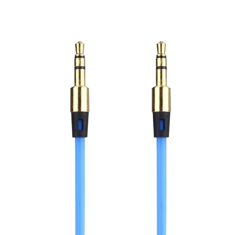 1m Color Jack Aux Cable 3.5 Mm To 3.5mm Plug Audio Cable Male To Male Car Aux Cord for Iphone Xiaomi Gold-plated Plug: Blue