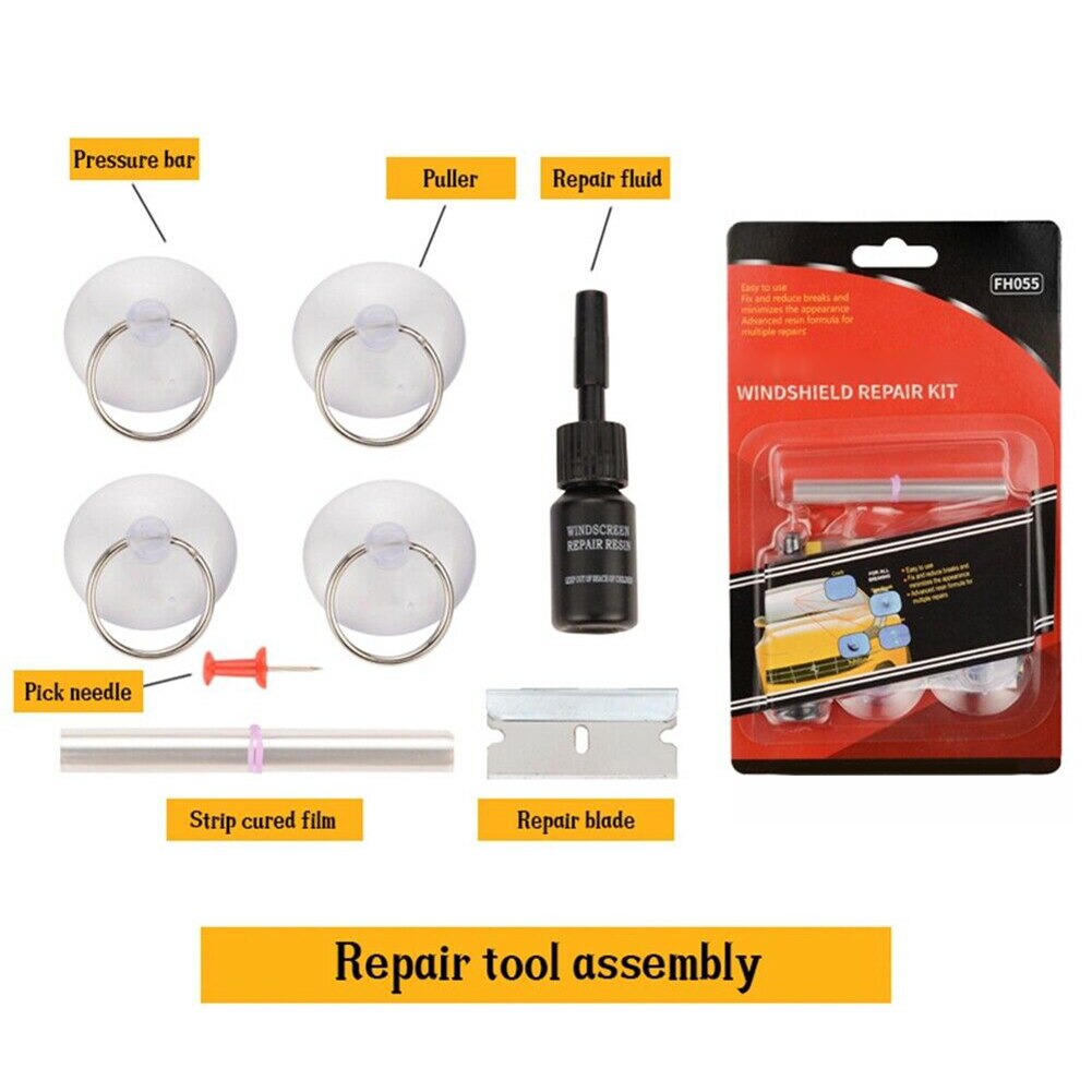 Auto Glass Repair Tools Windscreen Winshield Corrector Plastic + Rubber