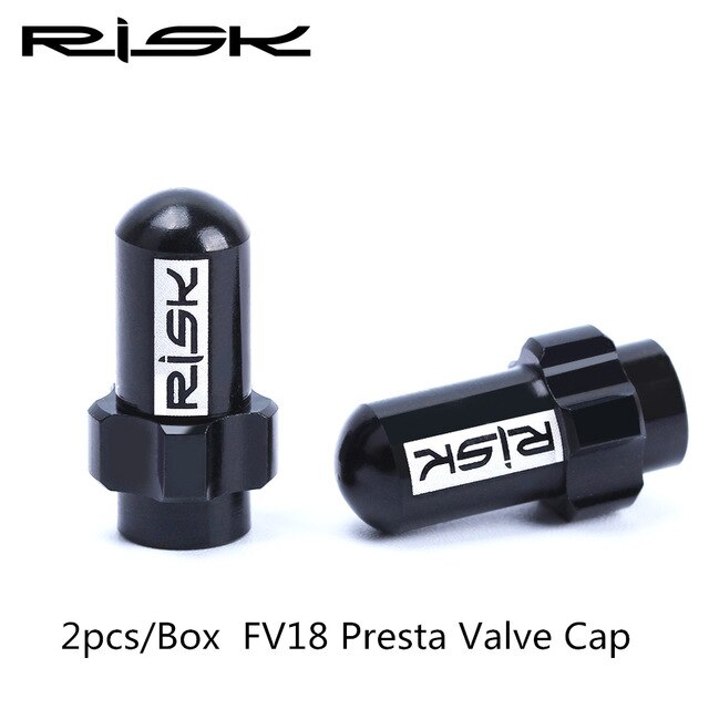 RISCHIO Leggero In Lega di Alluminio MTB Della Bici Della Strada Della Bicicletta Ugello del Gas Pneumatico Caps FV AV Presta Schrader Valvola Della Polvere Della Protezione Della Copertura 2 pz/scatola: Presta Valve Black