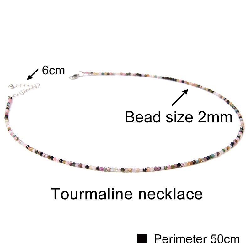 Collana di pietre preziose minimaliste piccole perle di cristallo sfaccettato collane girocolli acquamarina per donna uomo gioielli femminili regalo bohémien: Tourmaline