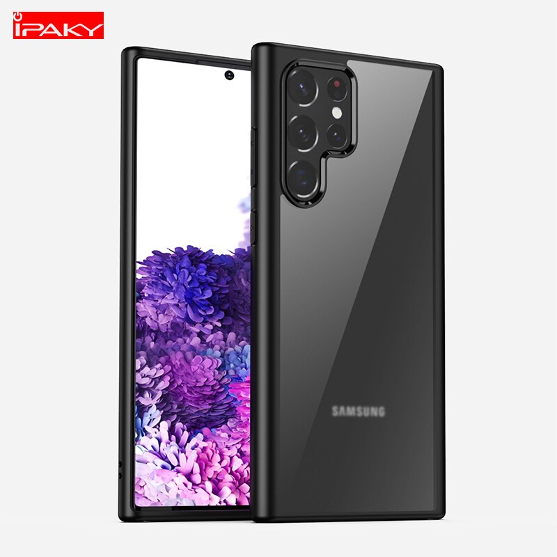 Ipaky Voor Samsung S22 Case S22 Plus Dunne Hd Transparante Tpu Acryl Hybrid Shockproof Case Voor Samsung Galaxy S22 Ultra case: for S22 Plus / Black