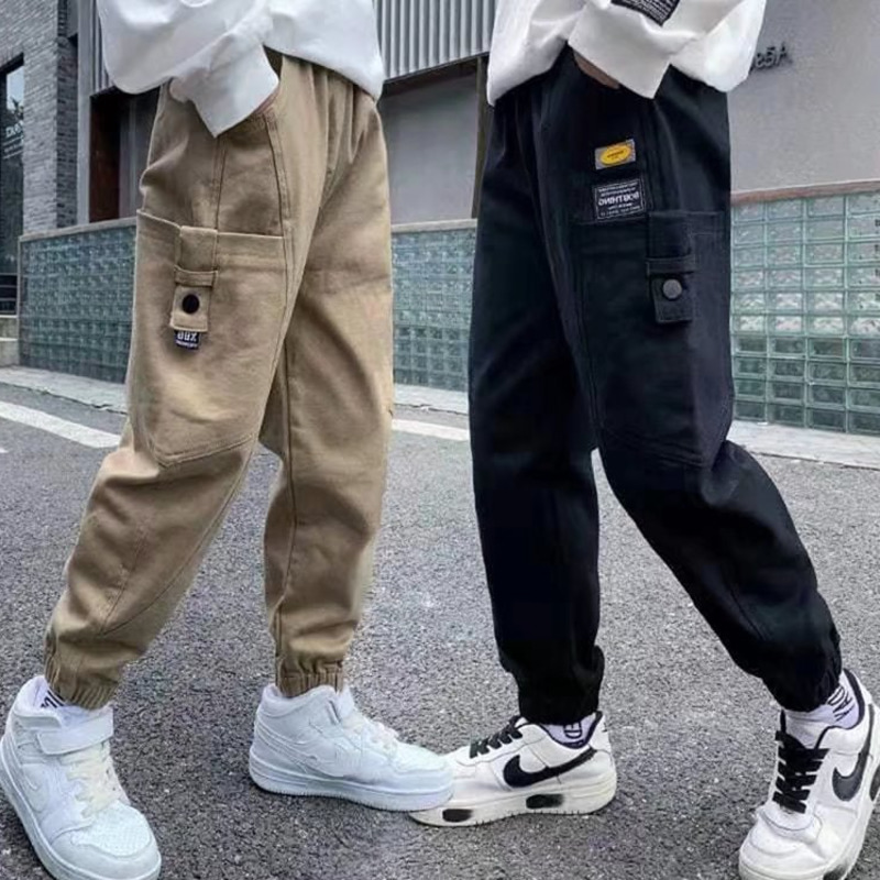 Boys' Pants Spring and Autumn Overalls Children's Loose Casual Children's Clothing Leggings Are Thin Slender Legs