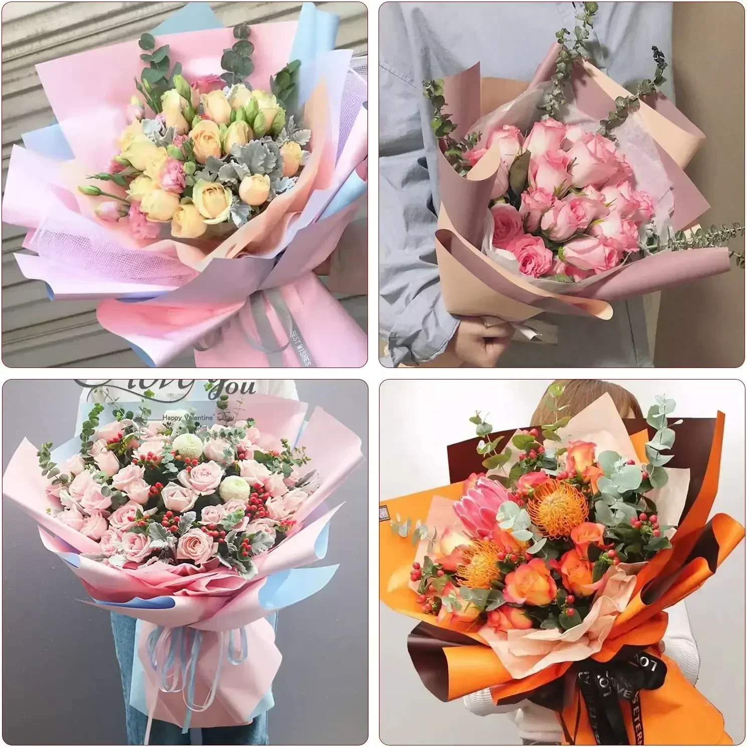 Bouquet de Fleurs en Papier de Soie, Emballage pour Fleuriste, Mariage, ixd'Anniversaire, , Décoration, Bricolage, 50x66cm, 10 Pièces