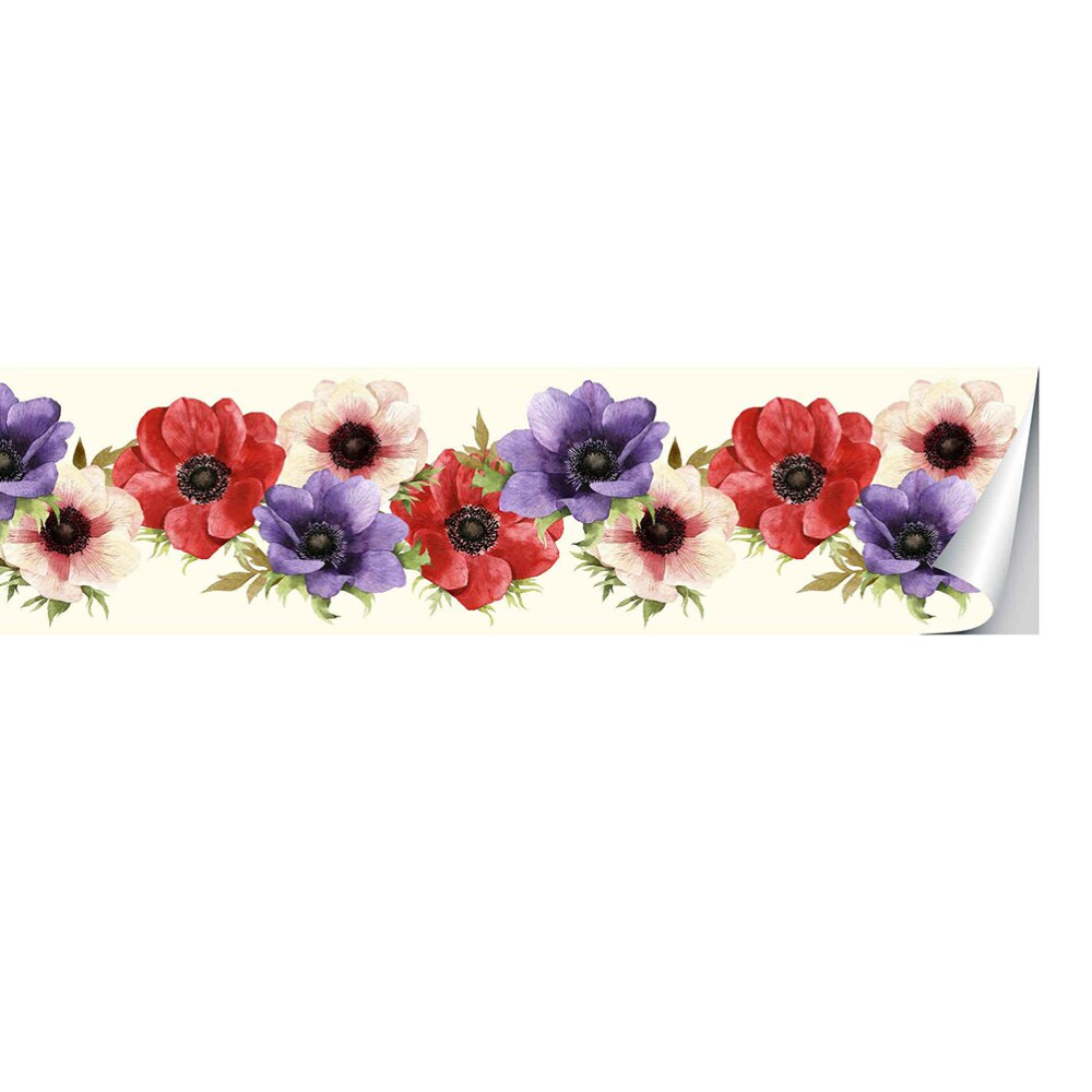 1PC Floral Pattern Wallpaper Border Sticker Waistline Wall Sticker Waterproof Self-Adhesive Border Decal for Home Bathr: Default Title