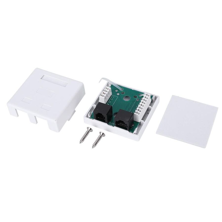 Networking Wall Plates RJ45+RJ11 Wall Connector Junction Adapter 2-Port Desktop Extension Cable Mount Box